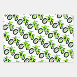 Groene, rode, blauwe, vuile motorfiets inpakpapier vel