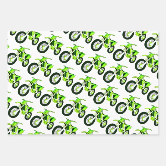 Groene, rode, blauwe, vuile motorfiets inpakpapier vel (Voorkant)