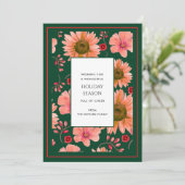 Groene Rode Bloemen Waterverf Vakantie Kaart (Staand voorkant)