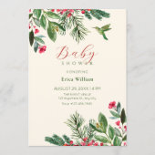 Groene rode bloemige babyshower kaart (Voorkant)