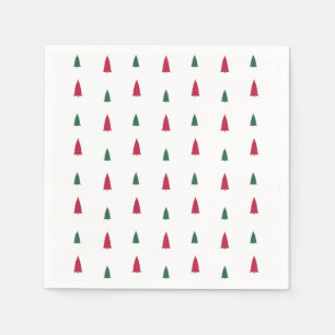 Groene & Rode Bomen Eenvoudig Modern Kerstmis Servet