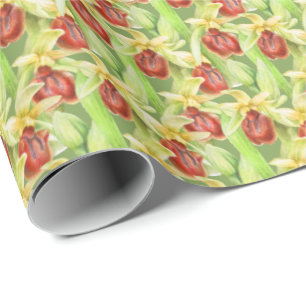 Groene rode botanica orchidee waterverf cadeaupapier