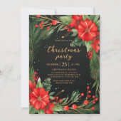 Groene Rode Botanische Vakantie Kerstfeest Kaart (Voorkant)