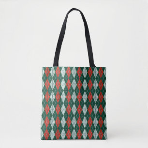 Groene & Rode Brei-Uitzicht All-Over-Print Tote Ta Bag