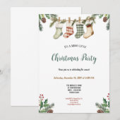 GROENE, RODE, BRUINE KERSTPARTY UITNODIGING (Voorkant / Achterkant)