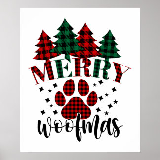 Groene rode buffel geruite kerstboom en poot poster