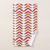 Groene rode Chevron Stripe Pattern Bad Handdoek (Handdoek)