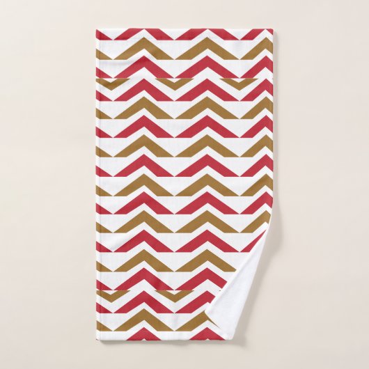 Groene rode Chevron Stripe Pattern Bad Handdoek (Handdoek)