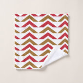 Groene rode Chevron Stripe Pattern Bad Handdoek (Wasdoekje)