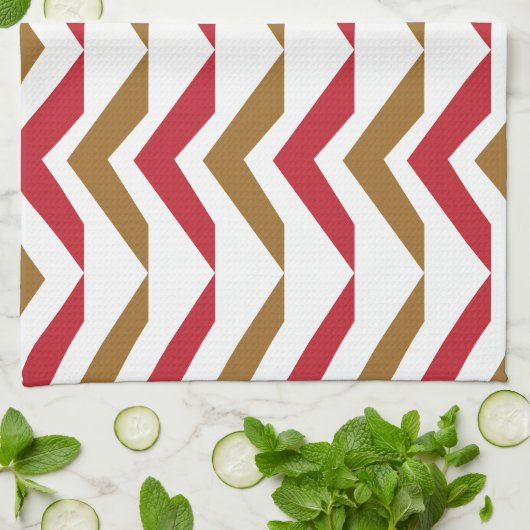 Groene rode Chevron Stripe Pattern Theedoek (Gevouwen)