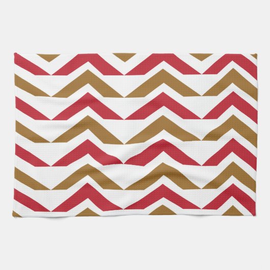 Groene rode Chevron Stripe Pattern Theedoek (Horizontaal)