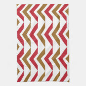 Groene rode Chevron Stripe Pattern Theedoek (Verticaal)