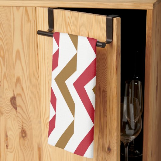 Groene rode Chevron Stripe Pattern Theedoek (Derde Gevouwen)