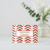 Groene rode Chevron Stripe Pattern Visitekaartje (Staand voorkant)