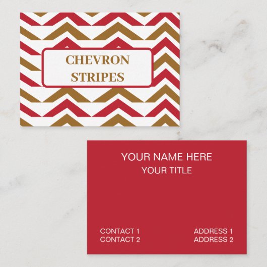 Groene rode Chevron Stripe Pattern Visitekaartje (Voorkant / Achterkant)