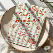 Groene Rode Ciao Bambino Italiaanse Uitnodiging