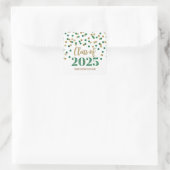Groene Rode Confetti Afstuderen 2025 Vierkante Sticker (Tas)