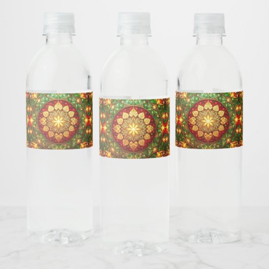 Groene Rode Decoratie Vakantie Waterfles Etiket (Flessen)