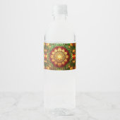 Groene Rode Decoratie Vakantie Waterfles Etiket (Voorkant)
