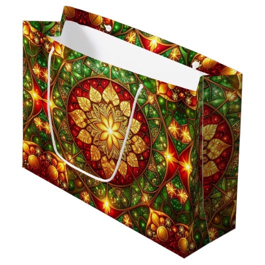 Groene rode decoratieve cadeautas voor feestdagen (Voorkant Gekanteld)