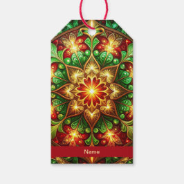 Groene rode decoratieve kerstcadeaubijlage cadeaulabel