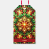 Groene rode decoratieve kerstcadeaubijlage cadeaulabel (Achterkant)