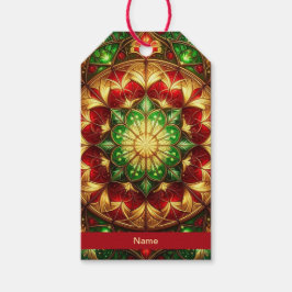 Groene rode decoratieve kerstcadeaubijlage cadeaulabel