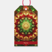 Groene rode decoratieve kerstcadeaubijlage cadeaulabel (Achterkant)