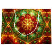 Groene rode decoratieve kerstcadeautas groot cadeauzakje (Voorkant)