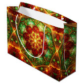 Groene rode decoratieve kerstcadeautas groot cadeauzakje (Achterkant Gekanteld)