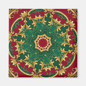 Groene rode decoratieve kerstmagneet magneet (Voorkant)