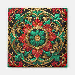 Groene rode decoratieve kerstmagneet magneet