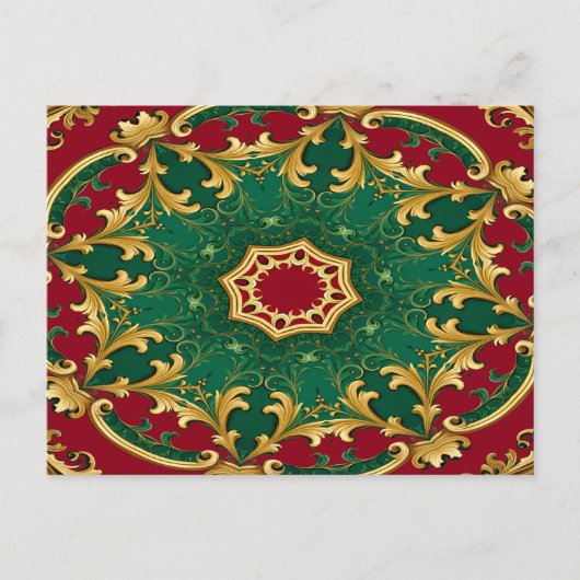 Groene rode decoratieve kerstvakantie briefkaart (Voorkant)