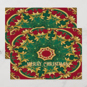 Groene Rode Decoratieve Kerstvakantie Kaart (Voorkant / Achterkant)