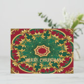 Groene Rode Decoratieve Kerstvakantie Kaart (Staand voorkant)