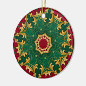 Groene rode decoratieve kerstvakantie keramisch ornament (Links)