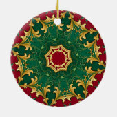 Groene rode decoratieve kerstvakantie keramisch ornament (Achterkant)
