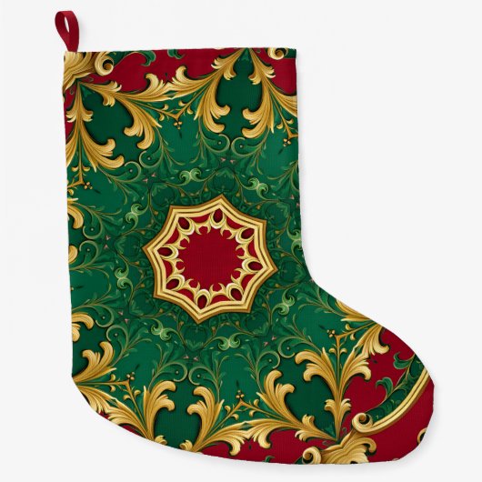 Groene Rode Decoratieve Kerstvakantie Stocking Grote Kerstsok (Voorkant)