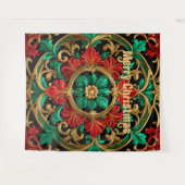 Groene rode decoratieve vakantie achtergrond wandkleed (Voorkant (horizontaal))