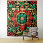 Groene rode decoratieve vakantie achtergrond wandkleed (In situ)