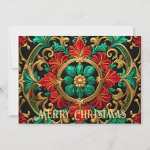 Groene rode decoratieve vakantie Kaart