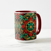 Groene rode decoratieve vakantie Mok (Voorkant rechts)