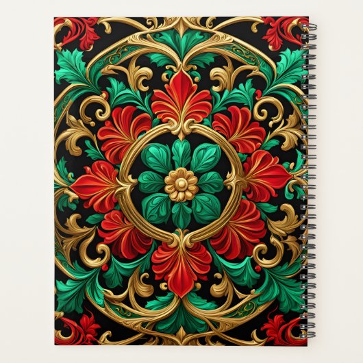 Groene rode decoratieve vakantie planner (Achterkant)