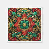 Groene rode decoratieve vakantie servet (Voorkant)