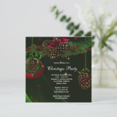 Groene rode dennenappels Elegant Kerstfeest Kaart (Staand voorkant)