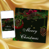 Groene rode dennenappels Elegant Kerstfeest Kaart