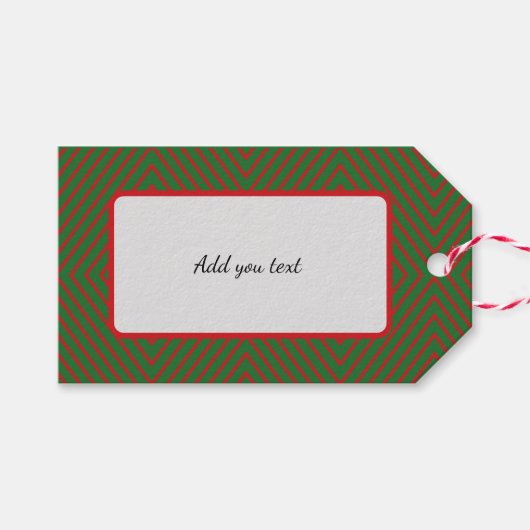 Groene & Rode Diagonale Lijnen Cadeaulabel (Voorkant (Horizontaal))
