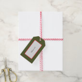 Groene & Rode Diagonale Lijnen Cadeaulabel (Met Touw)