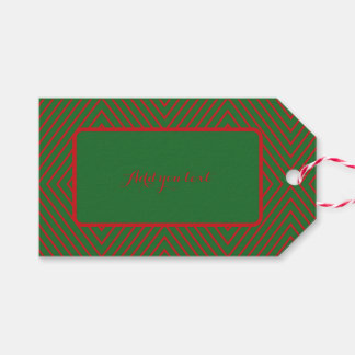 Groene & Rode Diagonale Lijnen Cadeaulabel