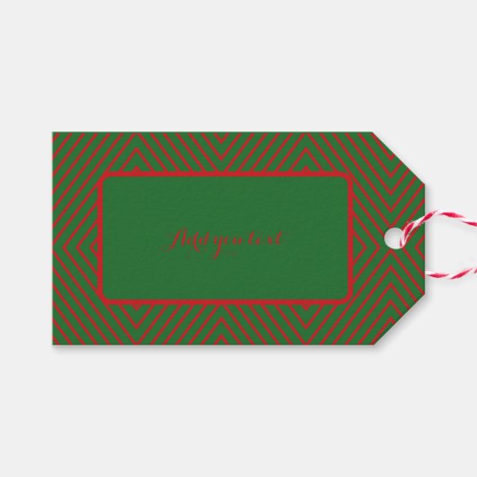 Groene & Rode Diagonale Lijnen Cadeaulabel (Voorkant (Horizontaal))